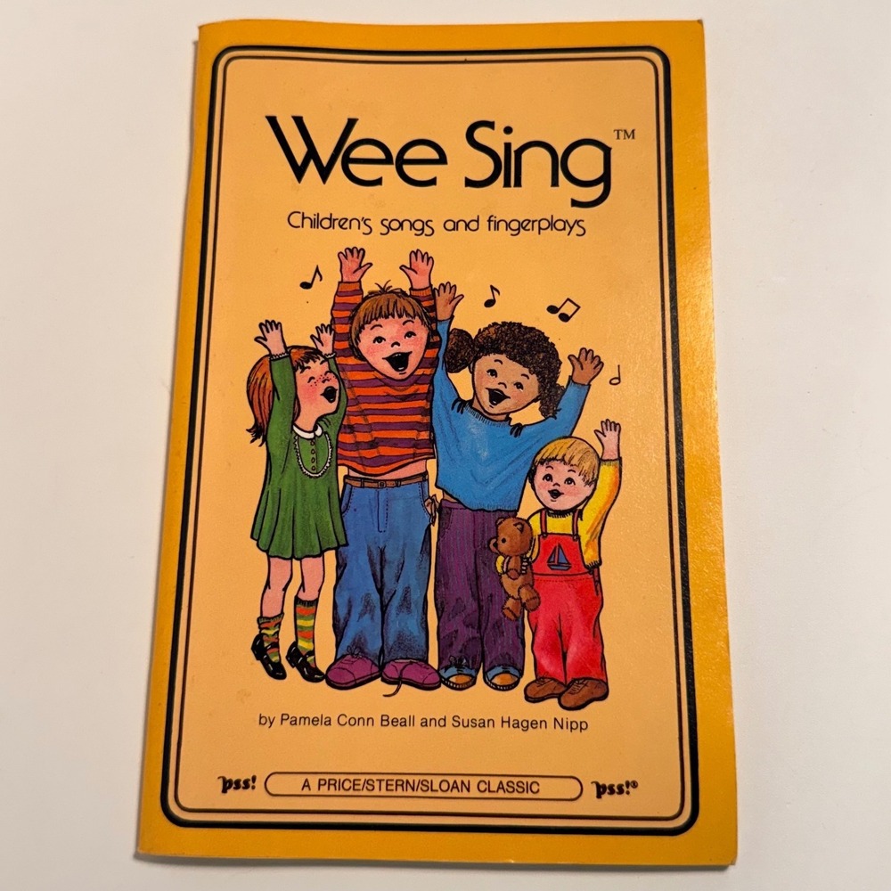 Wee Sing Childrens Songs and Fingerplays Book Yellow Vintage Educational Music